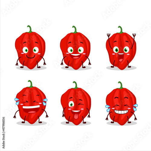 Cartoon character of new red habanero with smile expression