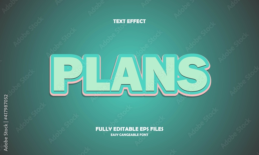 editable plans text effect