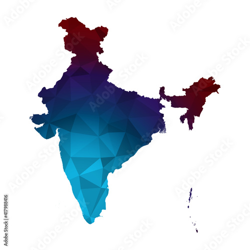 Map of India from Polygonal wire frame low poly mesh,India map Vector Illustration EPS10.