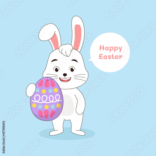 Easter background with rabbit hugging egg