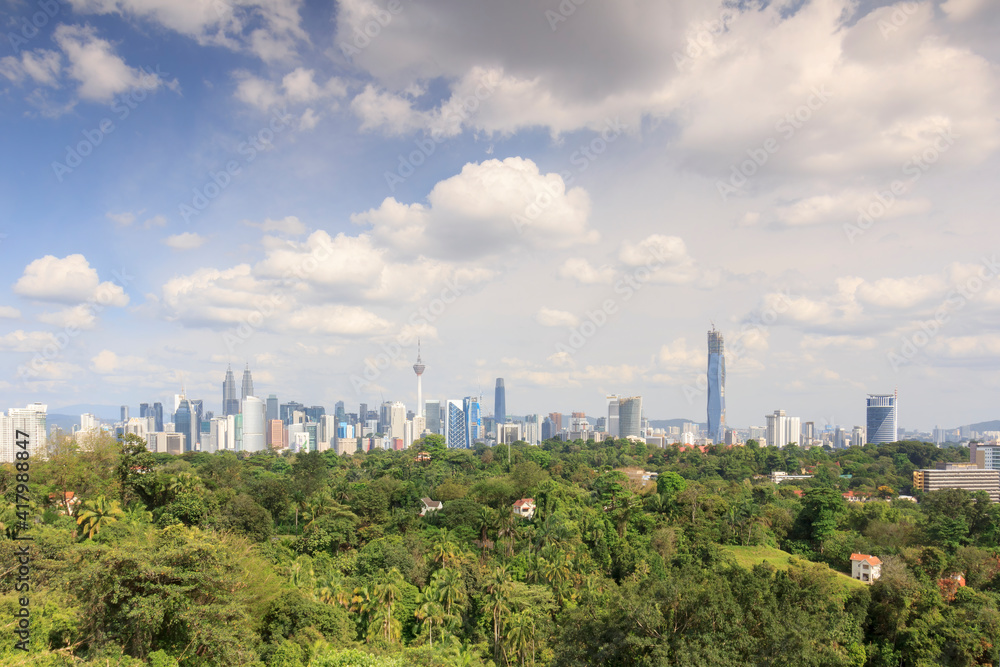 kuala lumpur city skyline in the morning