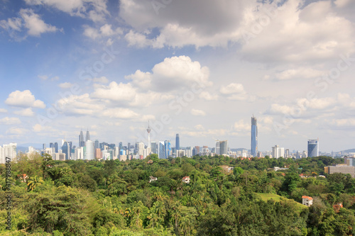 Photography kuala lumpur city skyline in the morning