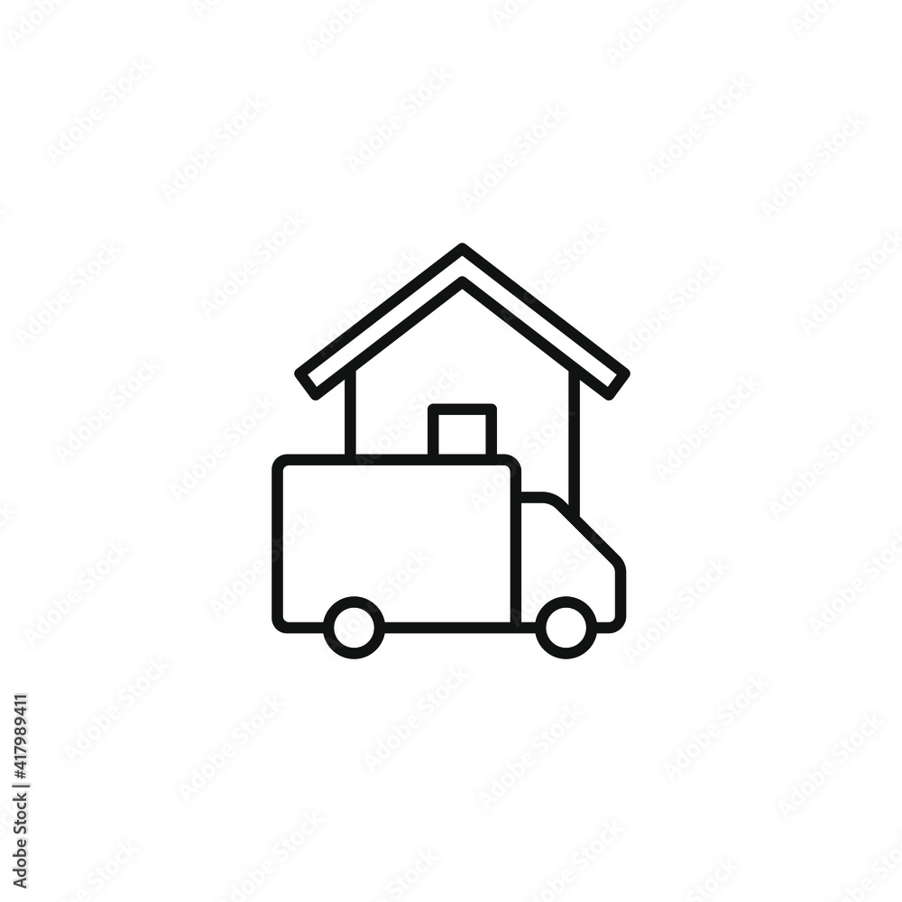 Home delivery truck icon concept isolated on white background. Vector illustration Home delivery truck icon concept isolated on white background. Vector illustration