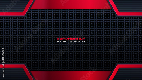 red black abstract metallic frame layout design tech innovation concept background. Vector graphic.