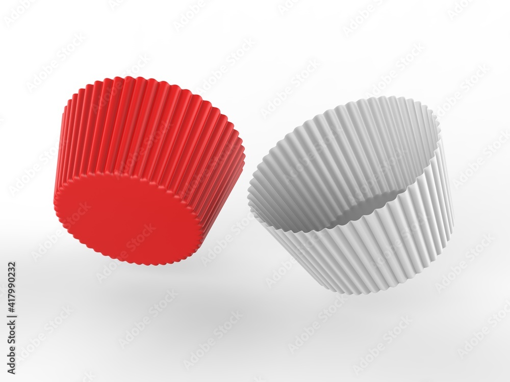 Blank paper baking cupcake liner for mockup. 3d render illustration. Blank paper baking cupcake liner for mockup. 3d render illustration.