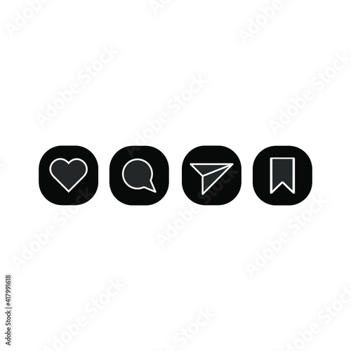 Vector social media Like, comment, share and save icons. Editable and changeable color.
