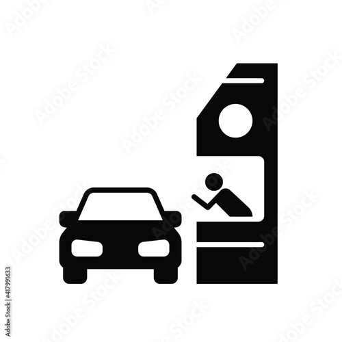 Drive through glyph icon. Simple solid style symbol can be used for web, mobile, ui design. Thru, window, car, restaurant, shop concept. Vector illustration isolated on white background. EPS 10.