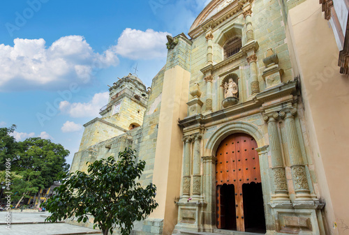 Landmark Oaxaca Cathedral (Cathedral of Our Lady of the Assumption) on the main Zocalo Square in historic city center. photo