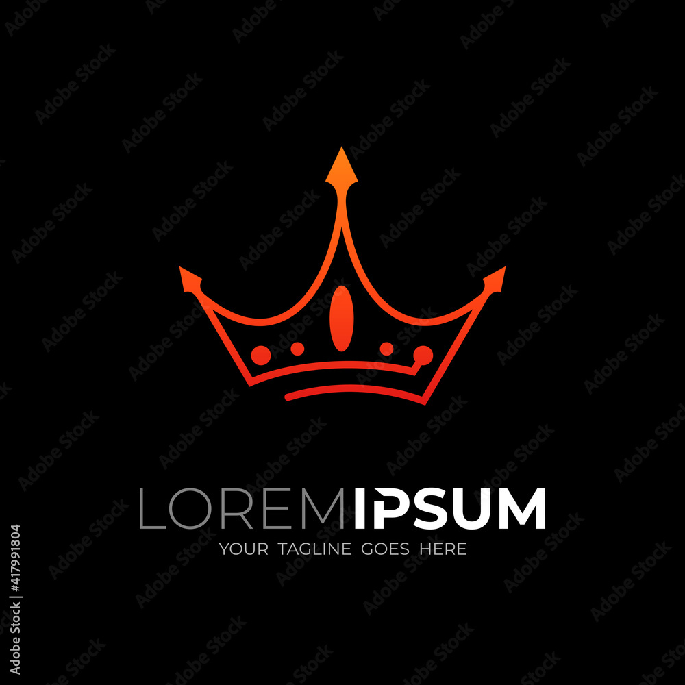 Line logo with crown design template, simple logos