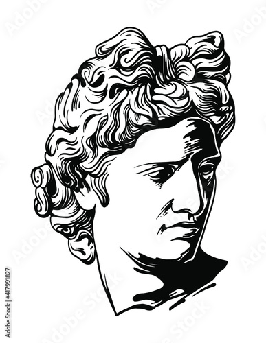 ancient greek sculpture hand drawn illustration 