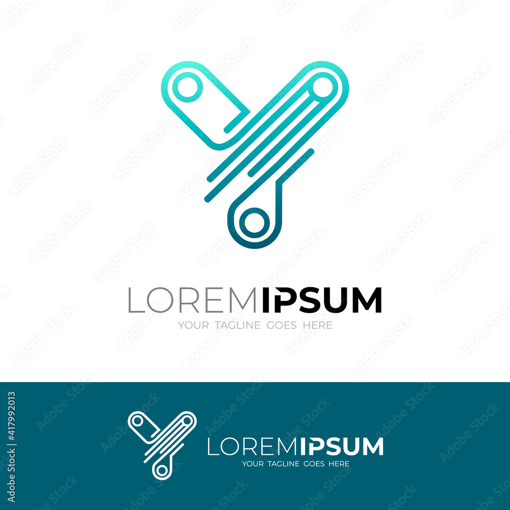 Y logo with line design technology, simple icon template, line style Y logo with line design technology, simple icon template, line style