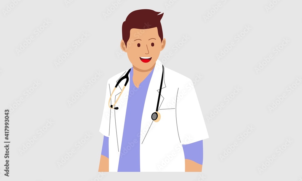 People illustration. Doctor with stethoscope, flat vector illustration People illustration. Doctor with stethoscope, flat vector illustration