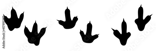 Dinosaur footprint tracks vector set illustration. Background with paw, claw predator. Dinosaur footprint illustration perfect for textile, wrap and wallpaper and design.