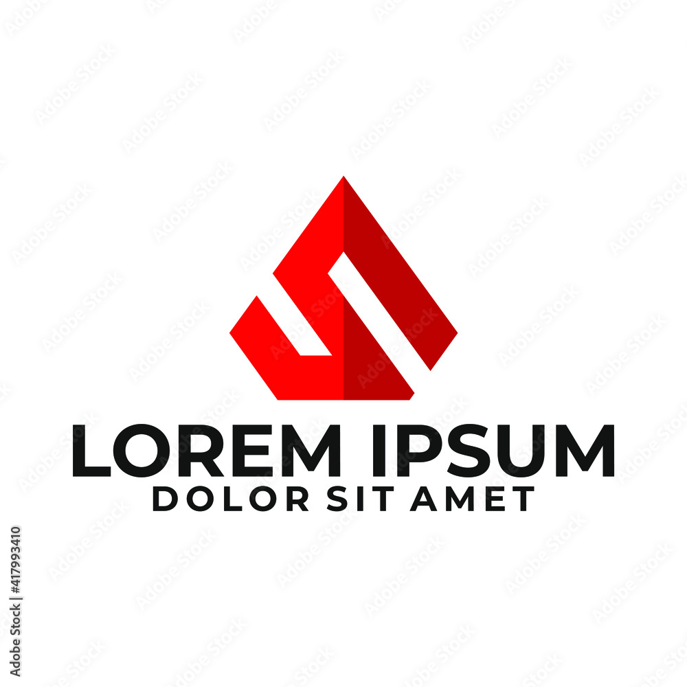 Initial letter S logo template with geometric diamond arrow head illustration in flat design monogram symbol Initial letter S logo template with geometric diamond arrow head illustration in flat design monogram symbol