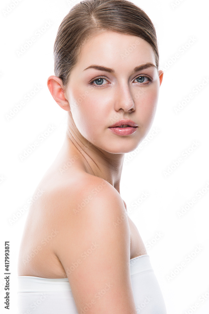 Beauty woman face portrait beautiful model girl with perfect fresh clean skin Beauty woman face portrait beautiful model girl with perfect fresh clean skin