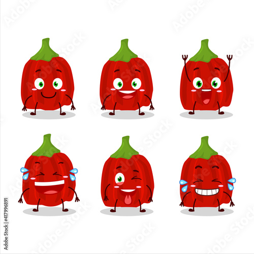 Cartoon character of red habanero with smile expression
