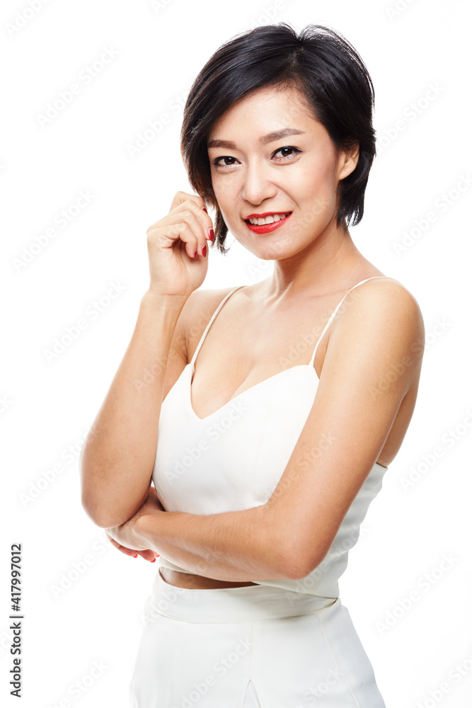 Attractive asian woman isolated on white background. Attractive asian woman isolated on white background.
