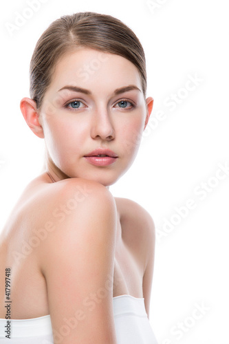 Beauty woman face portrait beautiful model girl with perfect fresh clean skin