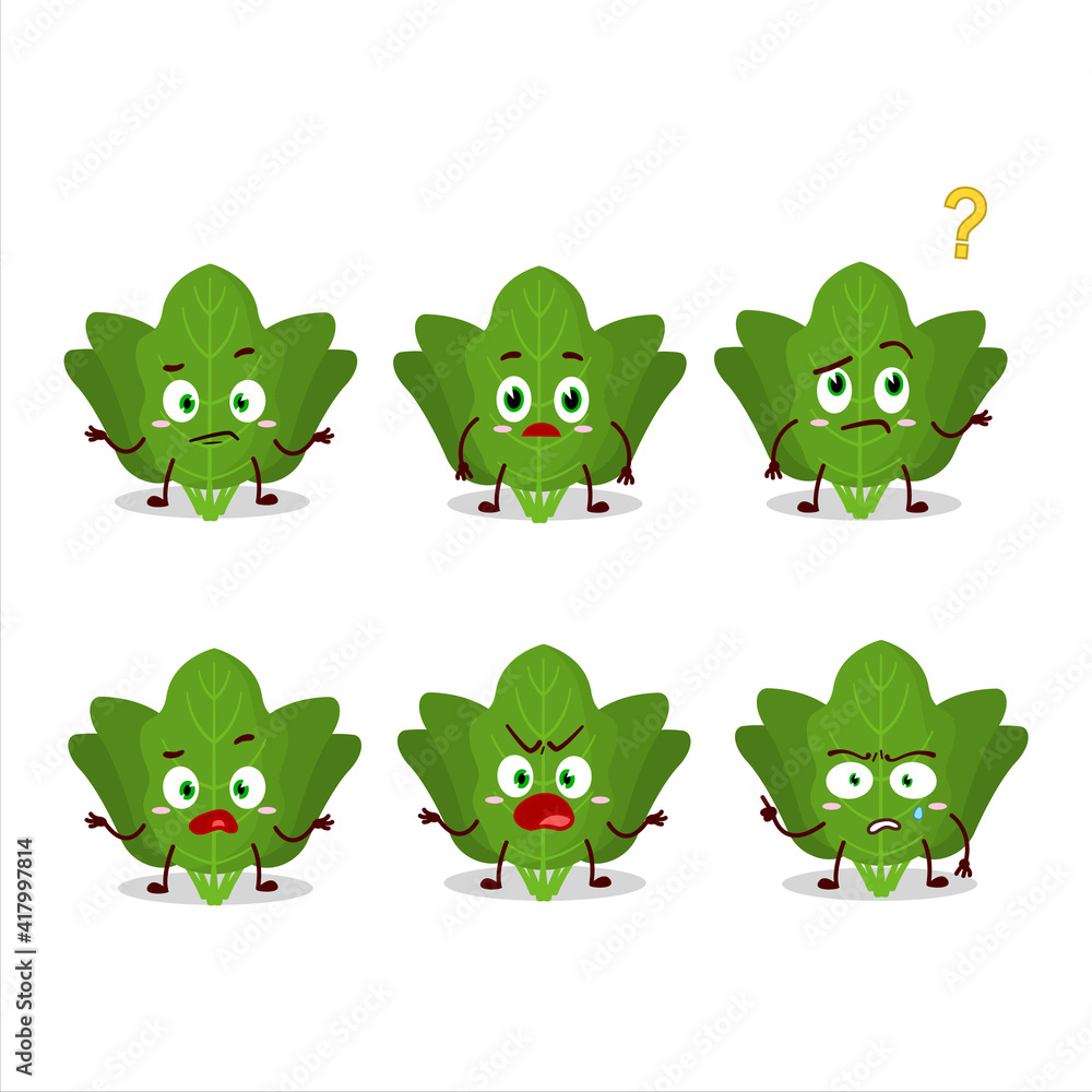 Cartoon character of spinach with what expression Cartoon character of spinach with what expression
