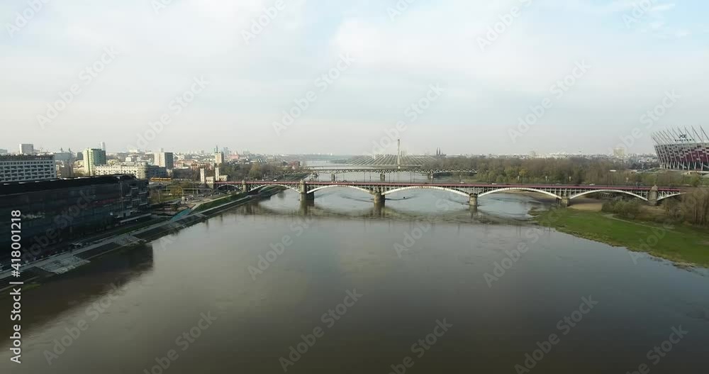 Flying Between Two Embankments. Timelapse shot. View Of A Bridge Flying Between Two Embankments. Timelapse shot. View Of A Bridge