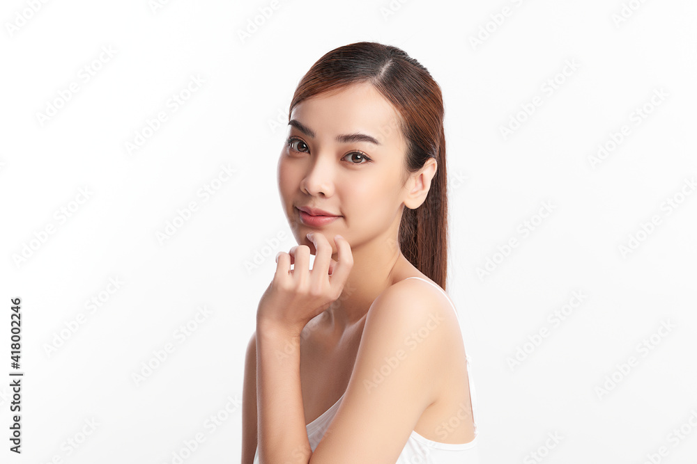 Beautiful young asian woman with clean fresh skin on white background, Face care, Facial treatment, Cosmetology, beauty and spa, Asian women portrait Beautiful young asian woman with clean fresh skin on white background, Face care, Facial treatment, Cosmetology, beauty and spa, Asian women portrait