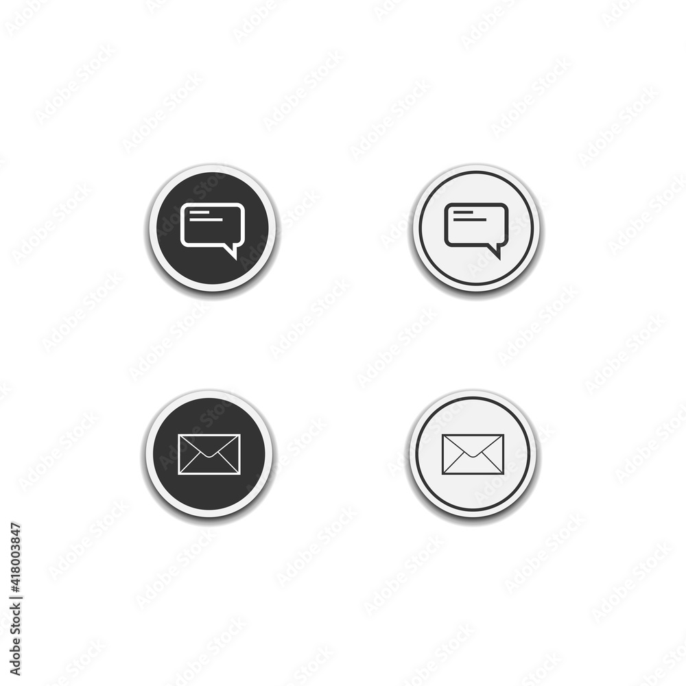 messaging and email icon isolated on white background, web template element, mobile app material, UI, UX. vector illustration messaging and email icon isolated on white background, web template element, mobile app material, UI, UX. vector illustration