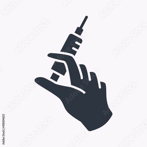 Injection glyph icon on white background. Vector illustration.