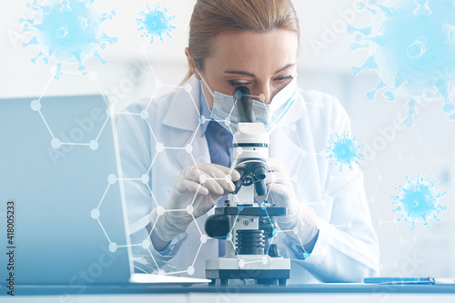 Scientist studying sample o...