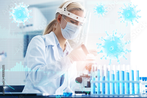 Scientist studying sample o...