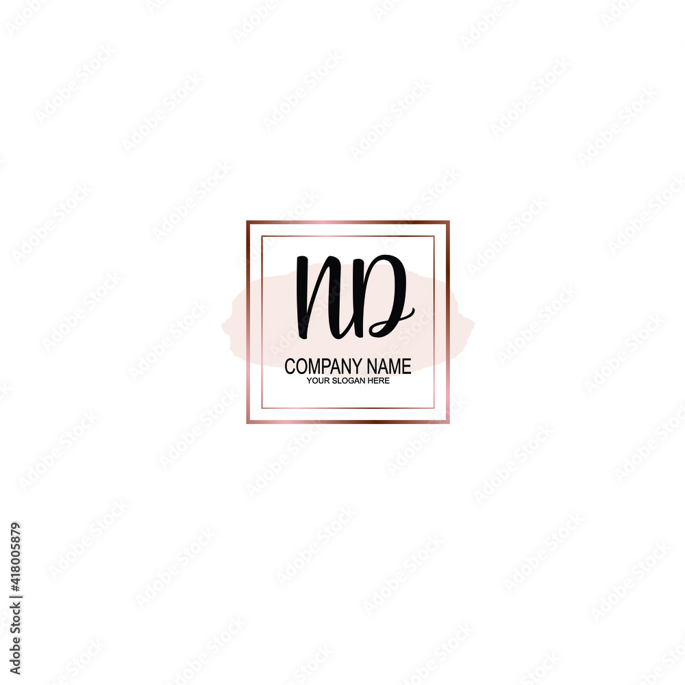 Letter ND Beautiful handwriting logo Letter ND Beautiful handwriting logo