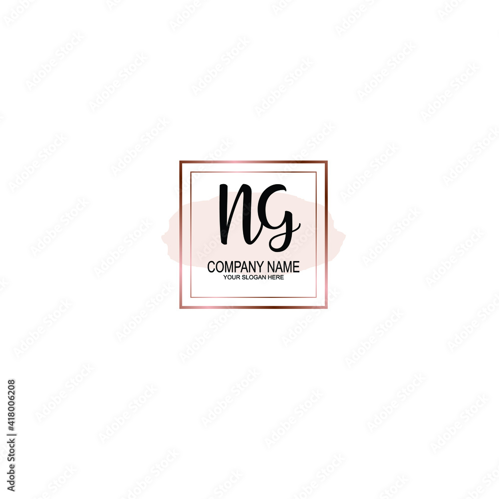 Letter NG Beautiful handwriting logo Letter NG Beautiful handwriting logo