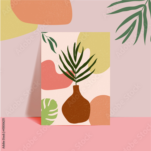 Abstract tropical leaves poster cover background set. abstract background. abstract leaves wallpaper  Vector