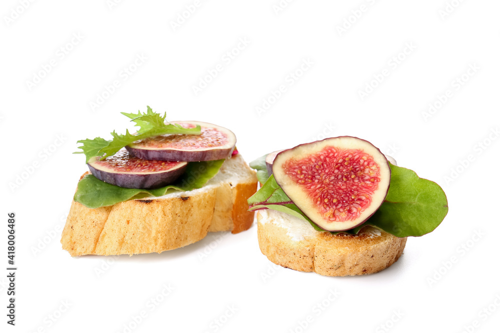 Fresh tasty bruschettas on white background Fresh tasty bruschettas on white background