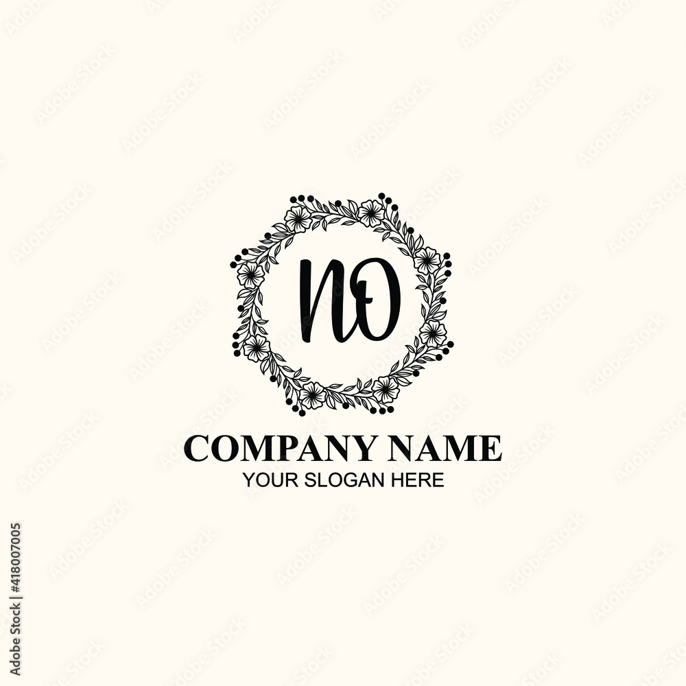 Letter NO Beautiful handwriting logo Letter NO Beautiful handwriting logo