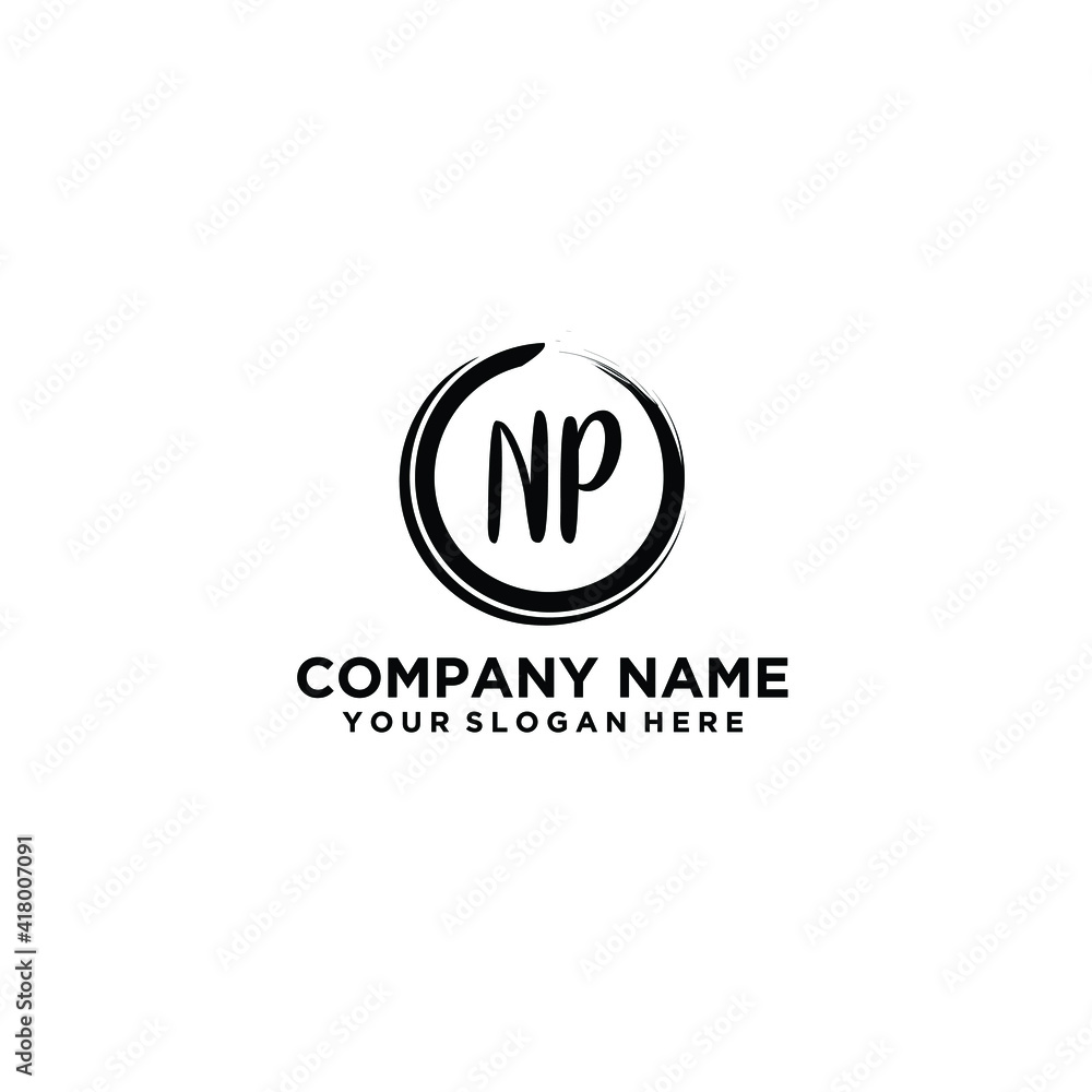 Letter NP Beautiful handwriting logo Letter NP Beautiful handwriting logo