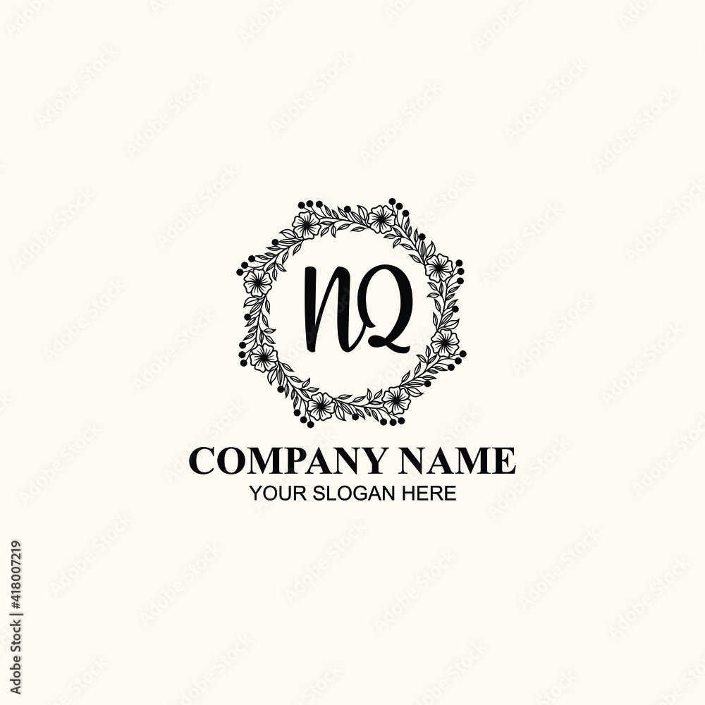 Letter NQ Beautiful handwriting logo Letter NQ Beautiful handwriting logo