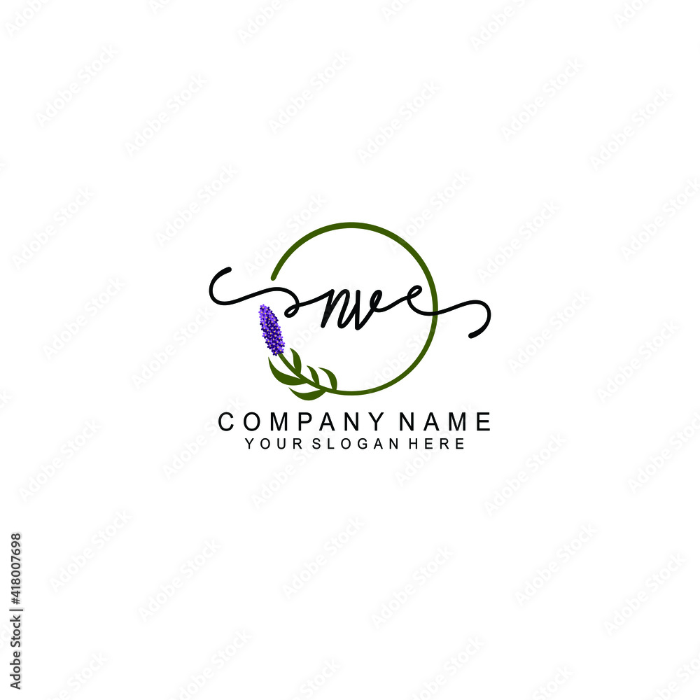 Letter NV Beautiful handwriting logo Letter NV Beautiful handwriting logo