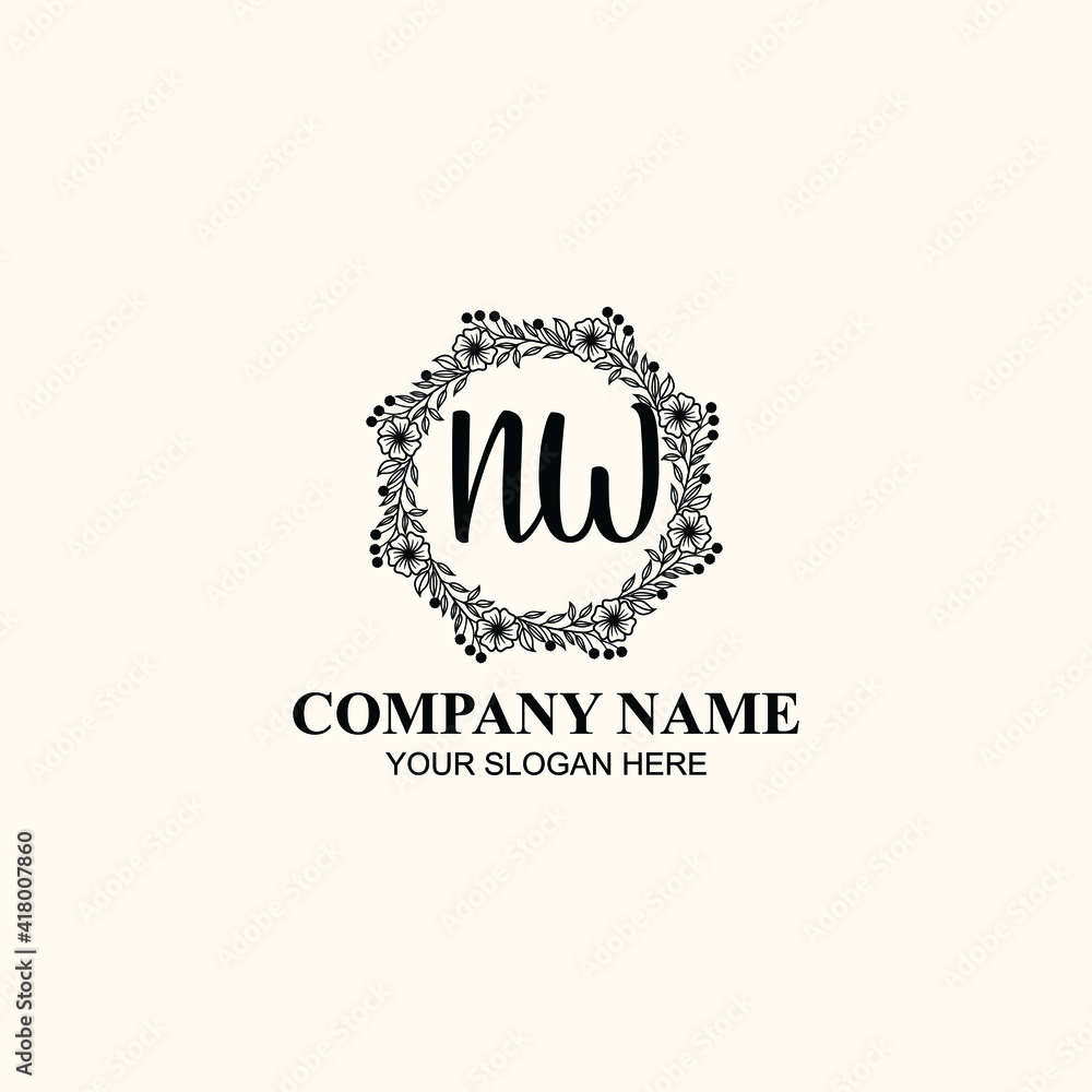 Letter NW Beautiful handwriting logo Letter NW Beautiful handwriting logo