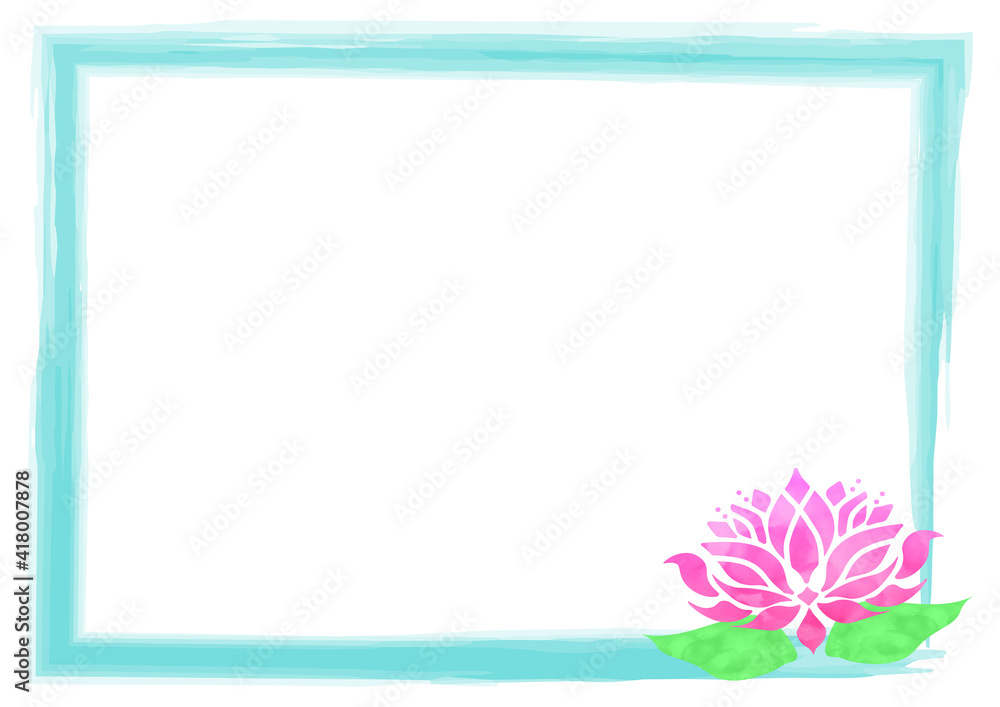 Obraz premium 水彩 ハス 水 フレーム