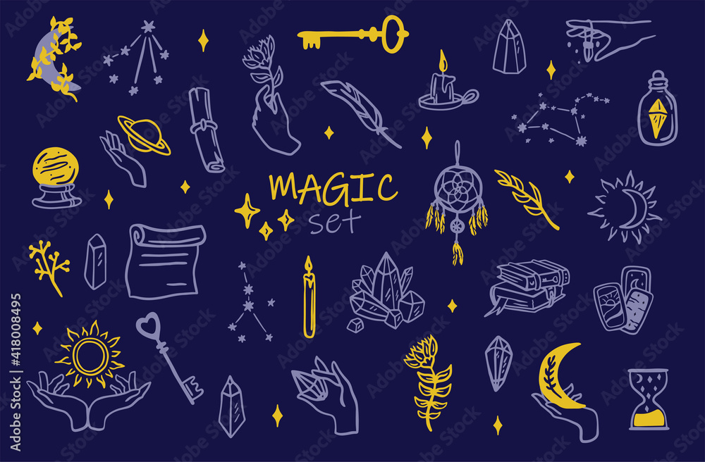 Magic doodle symbol. Witch hand drawn magic element, doodle witchcraft ...