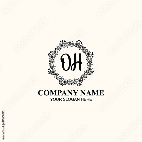 Fototapeta Naklejka Na Ścianę i Meble -  Letter OH Beautiful handwriting logo