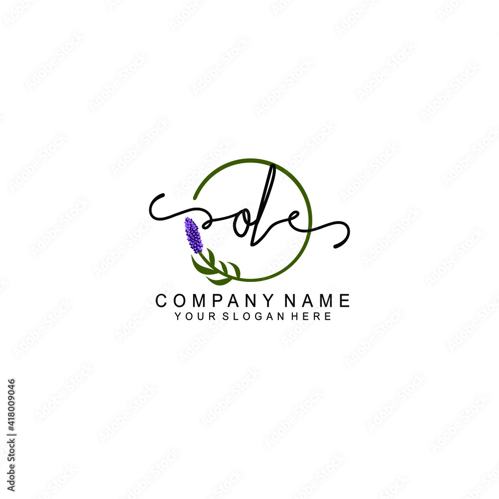 Letter OL Beautiful handwriting logo Letter OL Beautiful handwriting logo