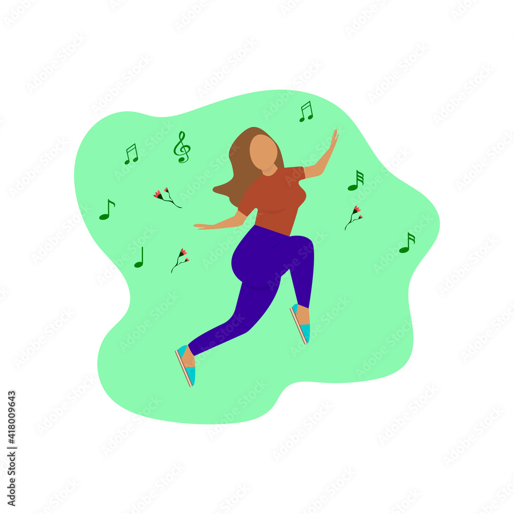 dancing girl in spring, happy and cheerful beautiful girl rejoices and dances dancing girl in spring, happy and cheerful beautiful girl rejoices and dances