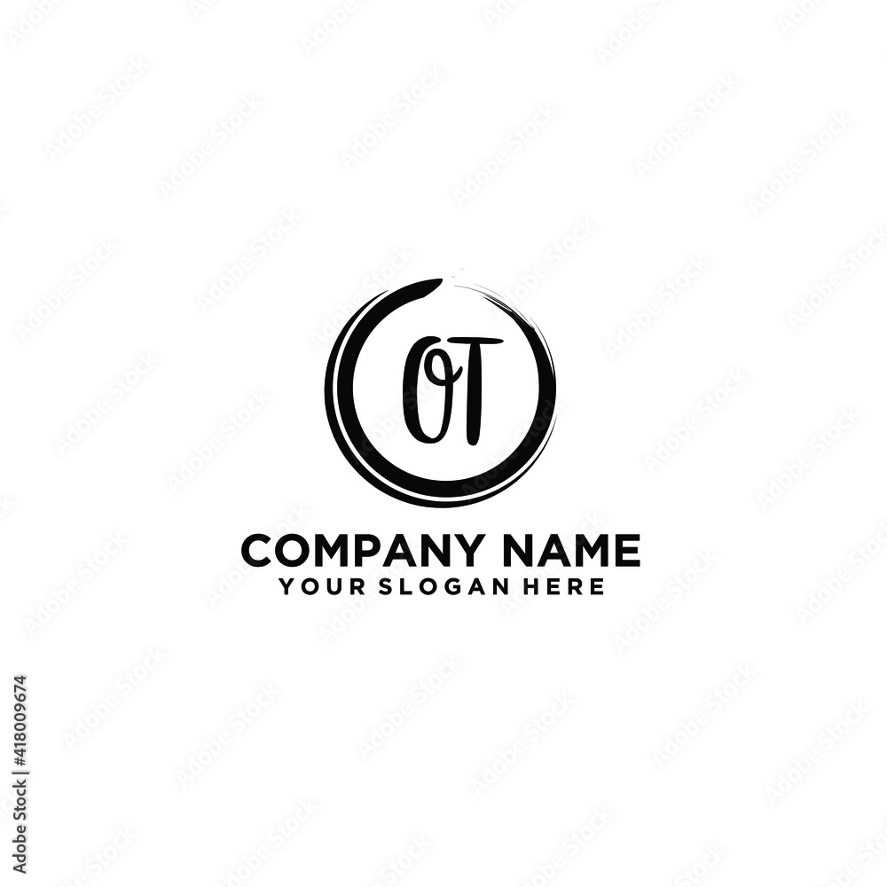 Letter OT Beautiful handwriting logo Letter OT Beautiful handwriting logo