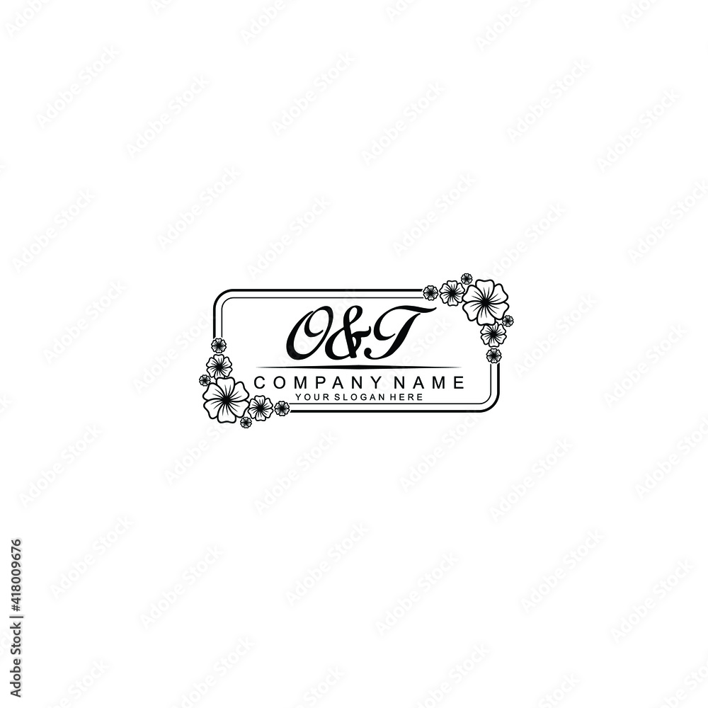 Letter OT Beautiful handwriting logo Letter OT Beautiful handwriting logo