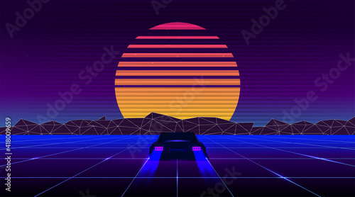 Retro future, 80s style Sci-Fi Background.