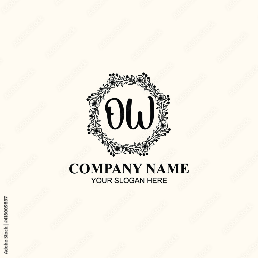 Letter OW Beautiful handwriting logo Letter OW Beautiful handwriting logo