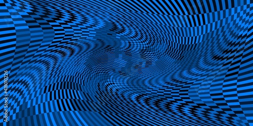 Abstract background with monochrome chess board twirl futuristic waves art