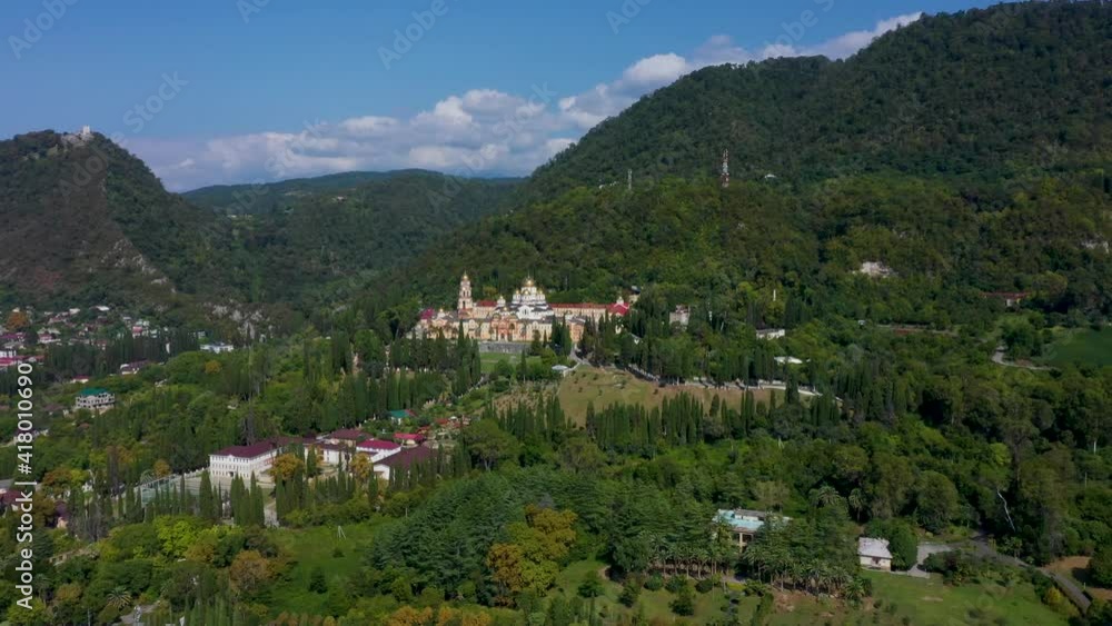 Aerial view of New athos, novy afon, monastery in Abkhazia Aerial view of New athos, novy afon, monastery in Abkhazia