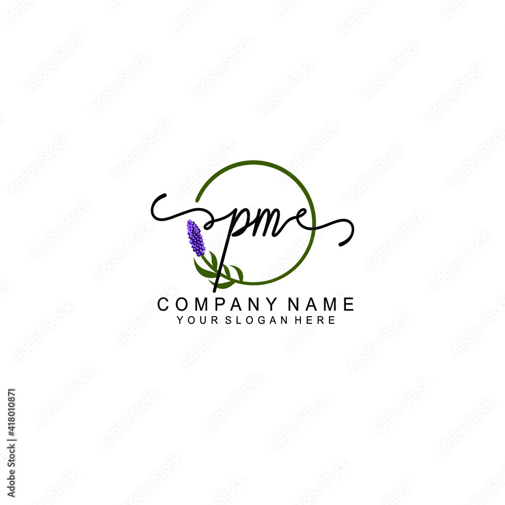 Letter PM Beautiful handwriting logo Letter PM Beautiful handwriting logo